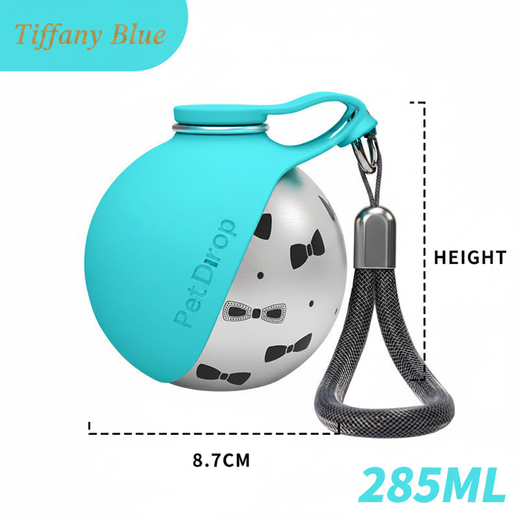 PetDrop Portable Pet Bowl - Tiffany Blue Bow Pattern