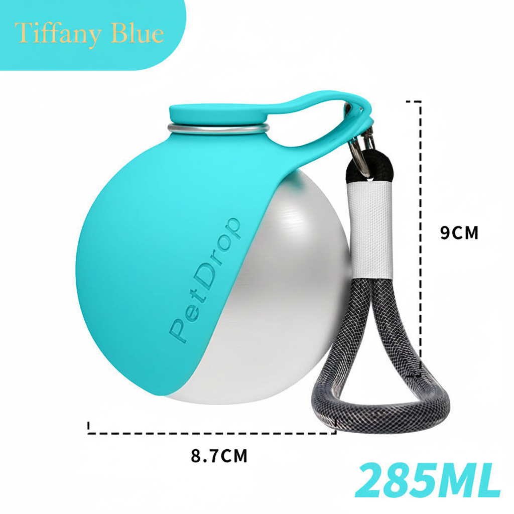 PetDrop Portable Pet Bowl - Tiffany Blue Plain